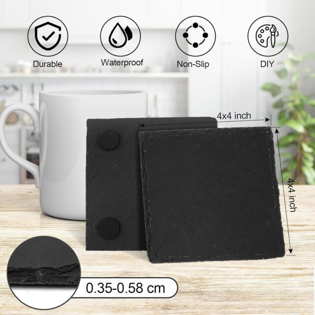 Personalized 4-Inch Square Slate Coaster